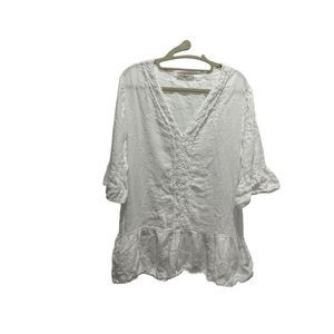 Francesca Bettini 100% linen white top, women’s size L